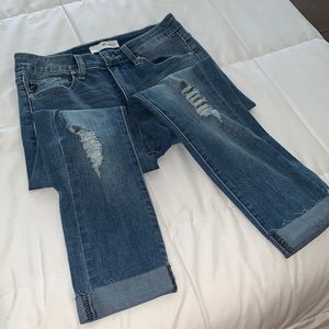KAN CAN Brenda Roll Cuffed Distresed Skinny Jean